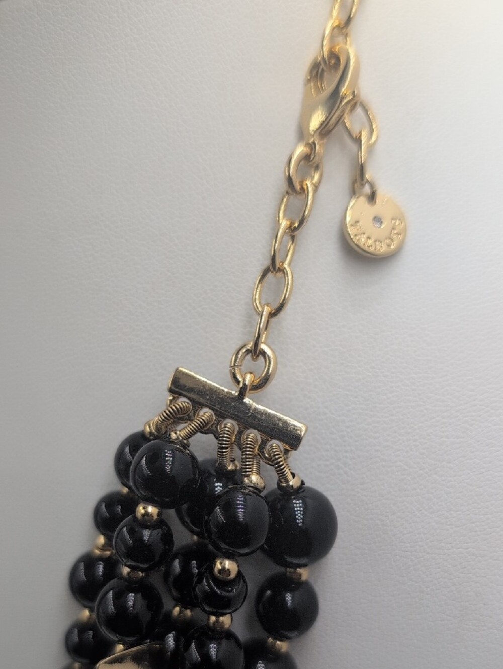 Ann Taylor Black Multi-Strand Beaded Necklace with Gold Accents 0109 - Picture 3 of 7